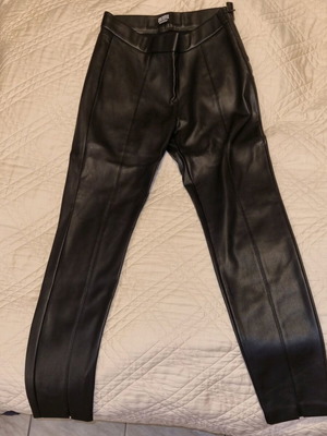 Zara Black Faux Leather Leggings Medium New
