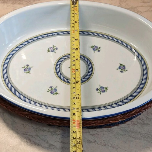 Oval Serving Platter Heat-Resistant Vintage with Wicker Base New