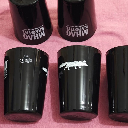 Black Plastic Cups Set of 6 Apple Thief