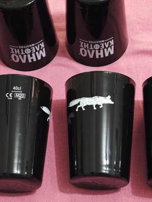 Black Plastic Cups Set of 6 Apple Thief