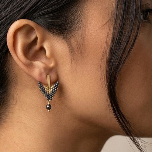 Handmade Miyuki earrings with Czech crystals, stainless steel