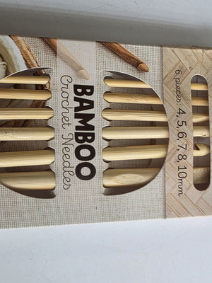 Avec bamboo crochet hook set, 6 pieces, sizes 4-10 mm