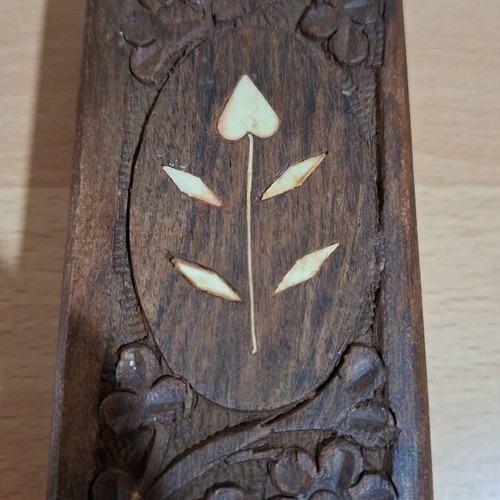 Vintage wooden jewelry box used, brown, 1960s