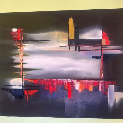 Handmade abstract painting modern art 33x32 new