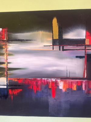 Handmade abstract painting modern art 33x32 new