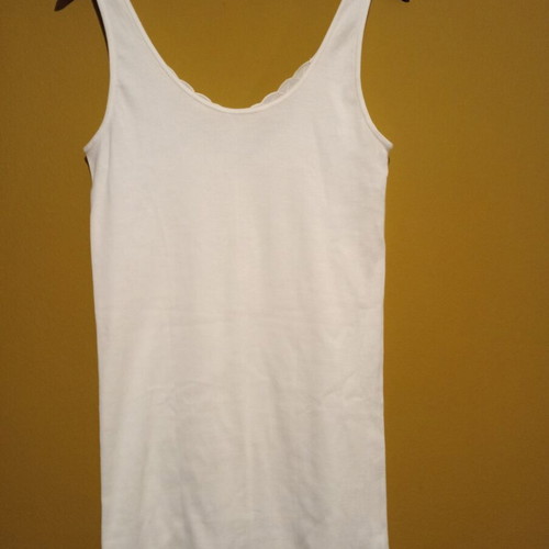 Tricosi vintage 1980s long sleeveless blouse, made in West Germany, white cotton