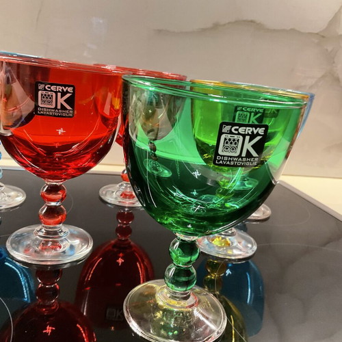 CERVE Deep Ice Cream Bowls Set of 6, Like New, Multicolored Glass
