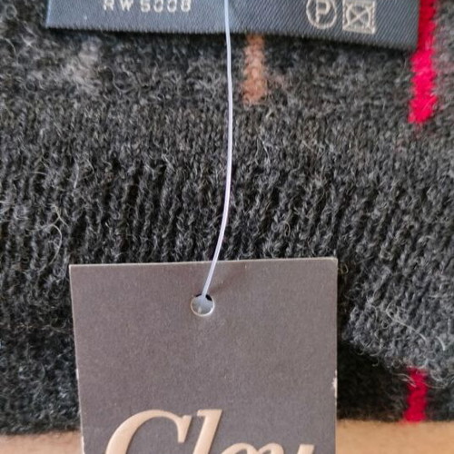 Glou Collection wool scarf, 100% wool, dark grey with stripes