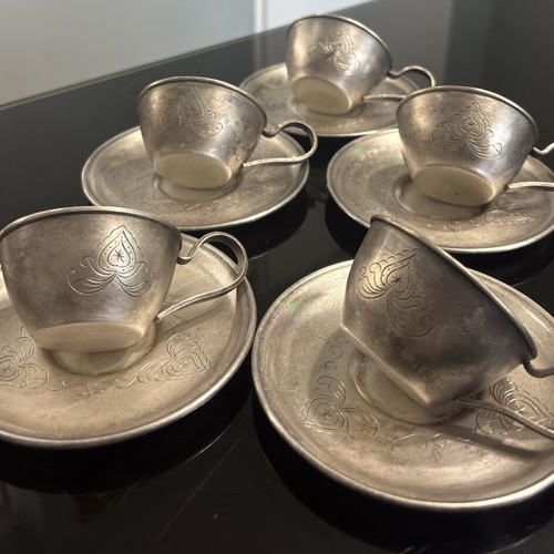 Retro Soviet collectible coffee cups with saucers set of 5, like new, melchior USSR