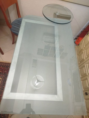 Glass office desk used with rectangular and round surfaces