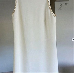 Γυναικείο φόρεμα off white mini με λεπτομέρειες χρυσές access