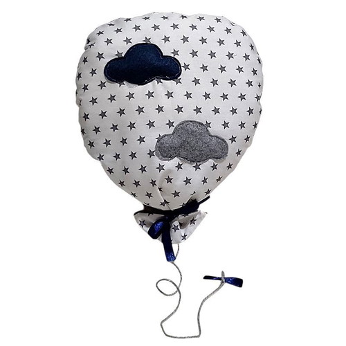 Set of 2 Hanging Decorative Balloons White with Clouds and Space Theme