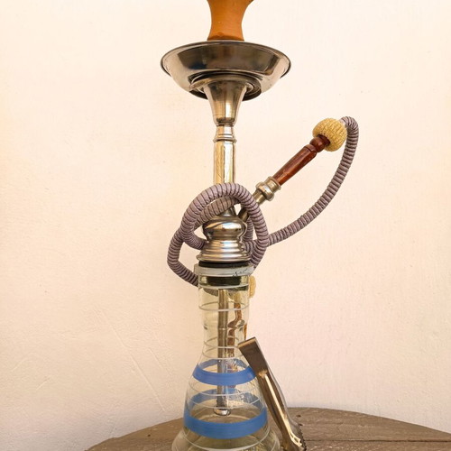 Egyptian Shisha 54cm Blue Glass Base Complete Setup used