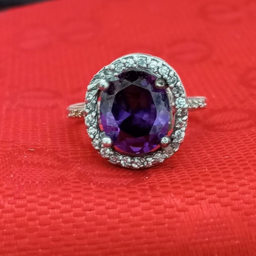 Silver 925 ring with amethyst and zircon, like new, size 55