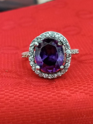 Silver 925 ring with amethyst and zircon, like new, size 55