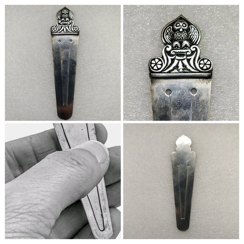 Silver-plated owl-themed bookmark paper cutter used