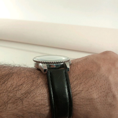 Elysee Automatic White Watch Dusseldorf Germany 3 ATM, unused, leather strap