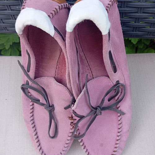 Women's driving shoes used, pink suede, size 36