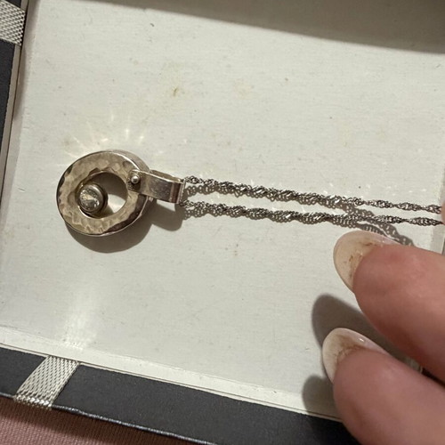 Necklace white gold 585 and silver 925 with zircon, like new