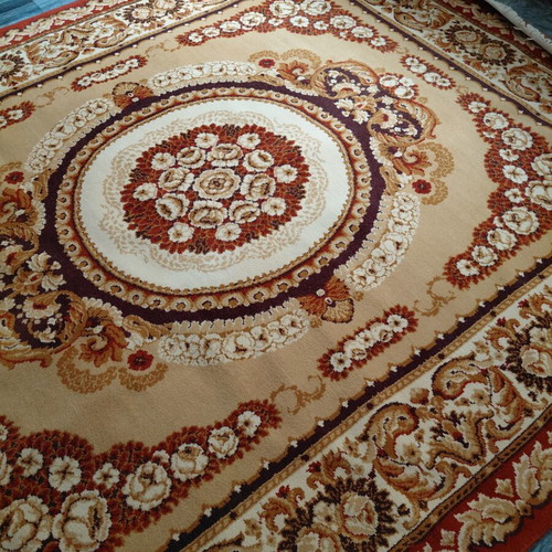 Biokarpet wool rug used, classic design, 291x246 cm with fringes