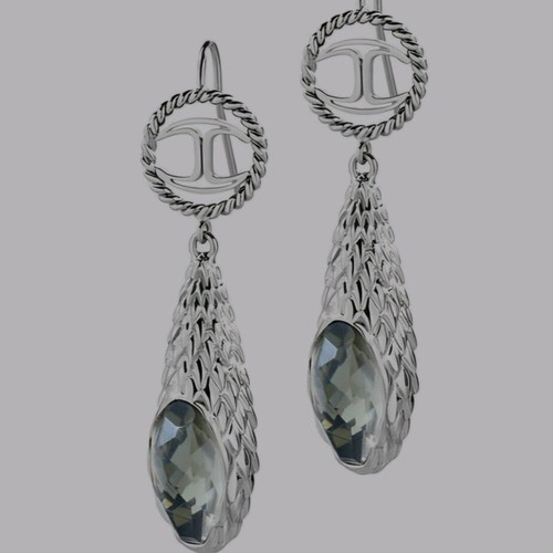 Just Cavalli hanging women's earrings with crystal like new, silver