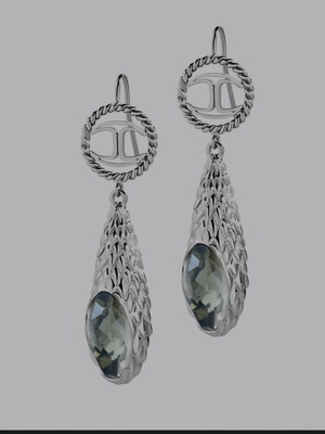 Just Cavalli hanging women's earrings with crystal like new, silver