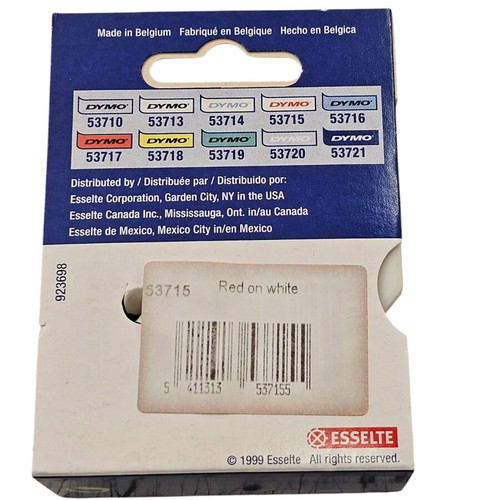 Label tape 24mm red print on white background new