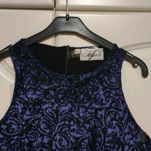 Ganas dark blue dress with velvet details like new