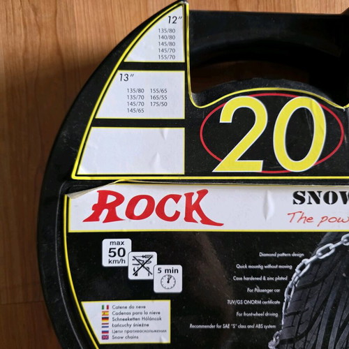 Rock KNS 9mm snow chains unused for 12’’ and 13’’ rims
