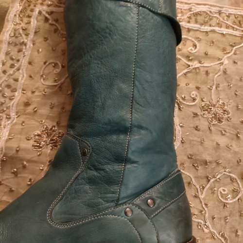 Diesel vintage leather boots used, petrol color, size 40