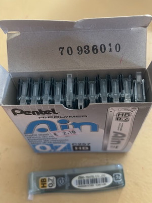 Pentel Mechanical Pencil Leads 0.7 mm New, Box of 12 Refills