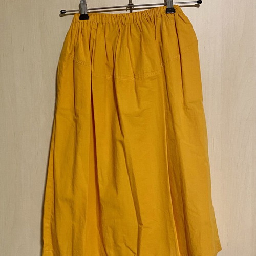 Zara cotton skirt new, yellow and orange, elastic waist, pockets