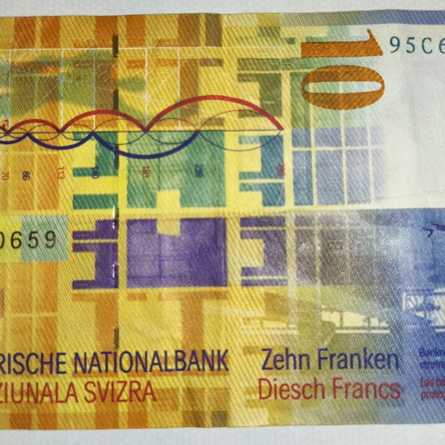 Switzerland 10 francs 1995 banknote used, very good condition