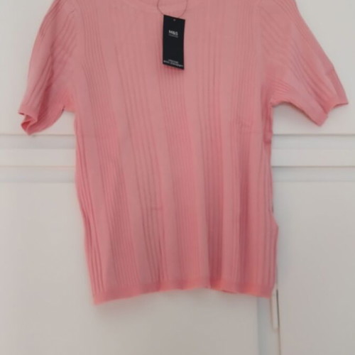 Marks & Spencer women's blouse pink short-sleeve XL new