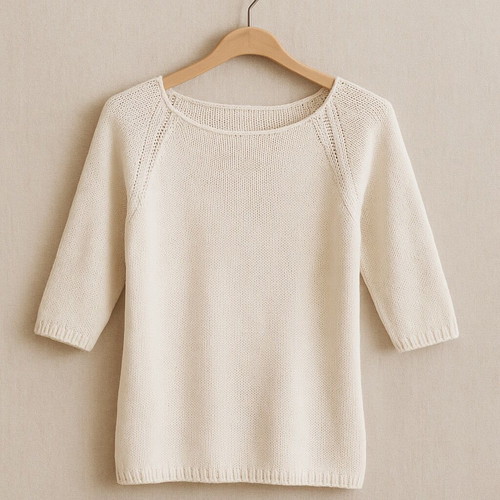 Knitted summer blouse white like new, size S/M, 3/4 sleeves