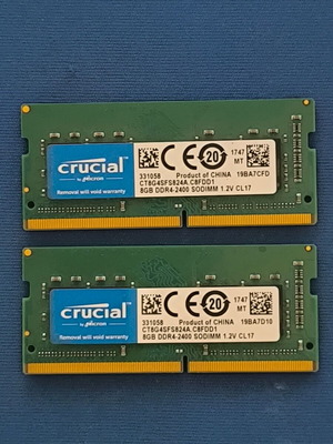 Crucial 16GB σετ DDR4 2400MHz μνήμη RAM laptop σαν καινούργιο