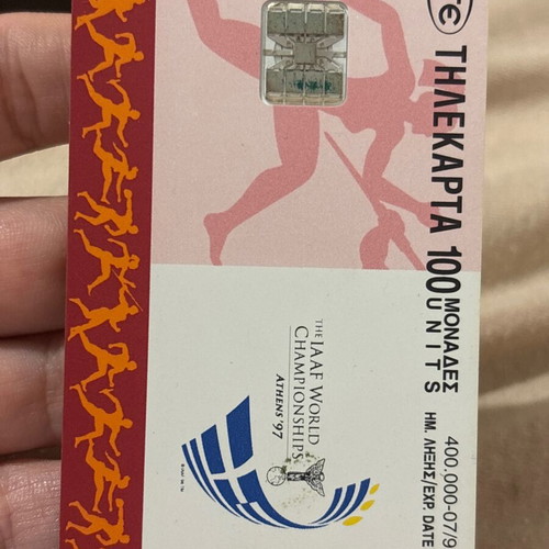 IAAF World Championships Athens '97 phone cards used, set of 2