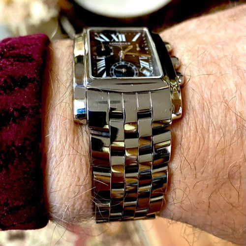 Longines χρονογράφος ανδρικός ατσάλινος σαν καινούργιος, μαύρο και ασημί