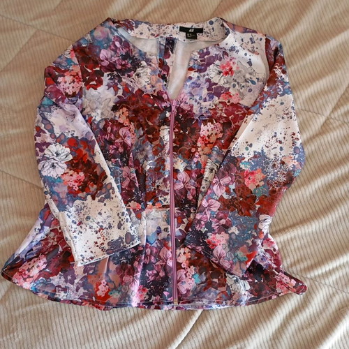 Floral women's blouse with zipper, like new, H&M, size L