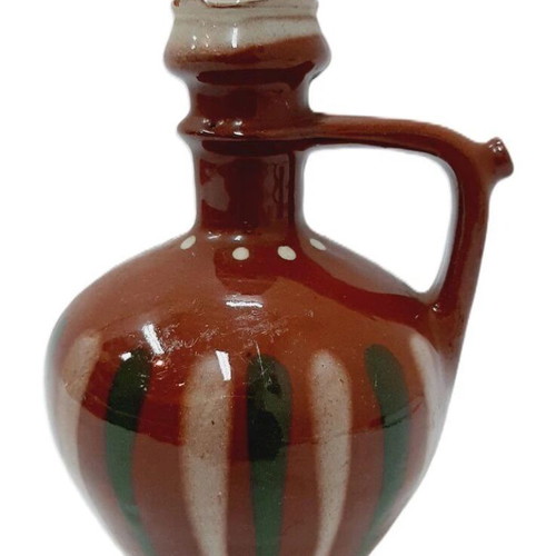 Vintage handmade ceramic jug like new, brown green white