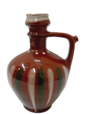 Vintage handmade ceramic jug like new, brown green white