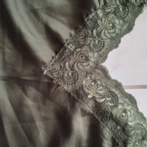 Satin khaki green blouse M like new