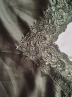 Satin khaki green blouse M like new