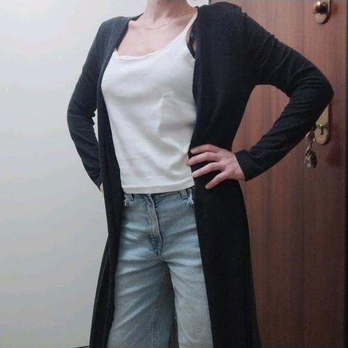 Long black ckontova cardigan like new, one size