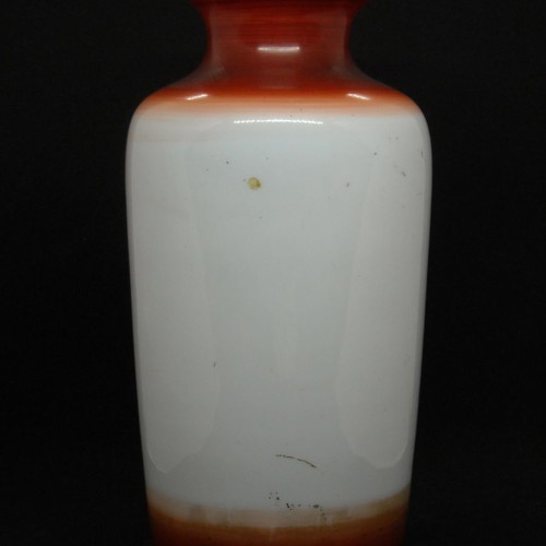 White opaline vase with Victorian couple used