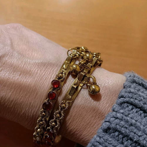 Bracelets set of two, fashion jewelry, gold color, new