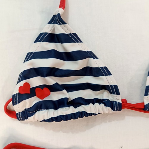 Santoro London girls' bikini with Gorjuss nautical stripes like new, size 7-8