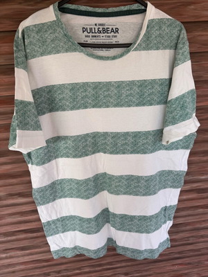 Πουκάμισο Pull & Bear μεταχειρισμένο, μέγεθος large, άσπρο και πράσινο