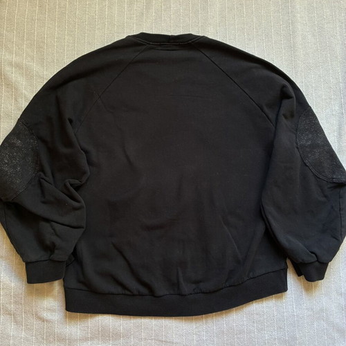 Sugarfree black cropped sweatshirt with balloon sleeves and glitter patches