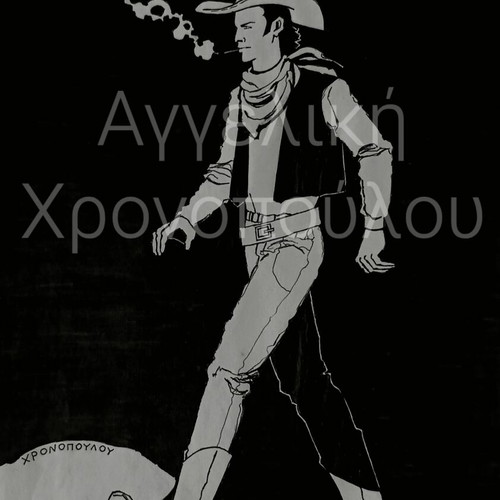 Cowboy drawing A4 handmade, inspired by Lucky Luke comic, made to order